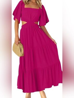 🌸 NWT Summer Cutout Maxi Dress 🌸
Rose | Size Large | Fuchsia